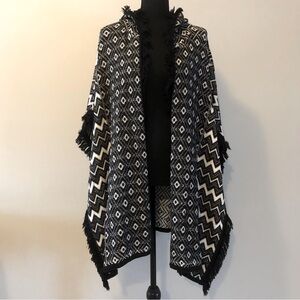 Women’s If It Were Me Black White Open side Hooded Cotton Cardigan size M